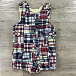 VTG Ragsland Toddler Size 2 Patchwork Colorful Cotton Shortalls Preppy Southern